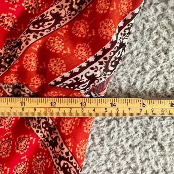 Westport 1962 Dress Womens 4 Scarf Hem Gold Metallic Thread Boho Midi - Picture 4 of 16